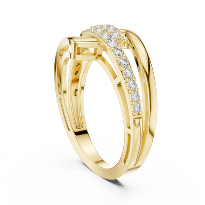 Modern Interlocking Geometric Diamond Ring in White Gold- 0.34CTW