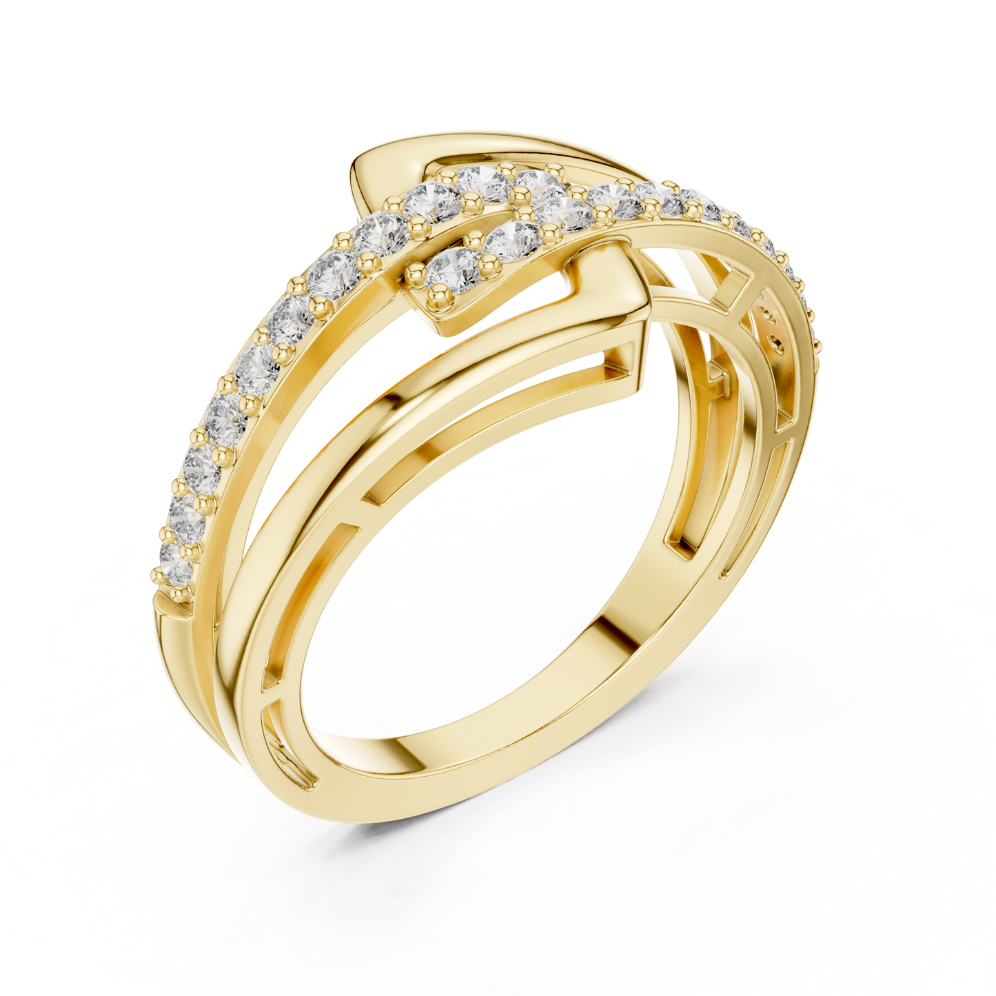 Modern Interlocking Geometric Diamond Ring in White Gold- 0.34CTW