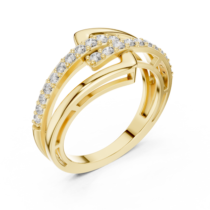 Modern Interlocking Geometric Diamond Ring in White Gold- 0.34CTW
