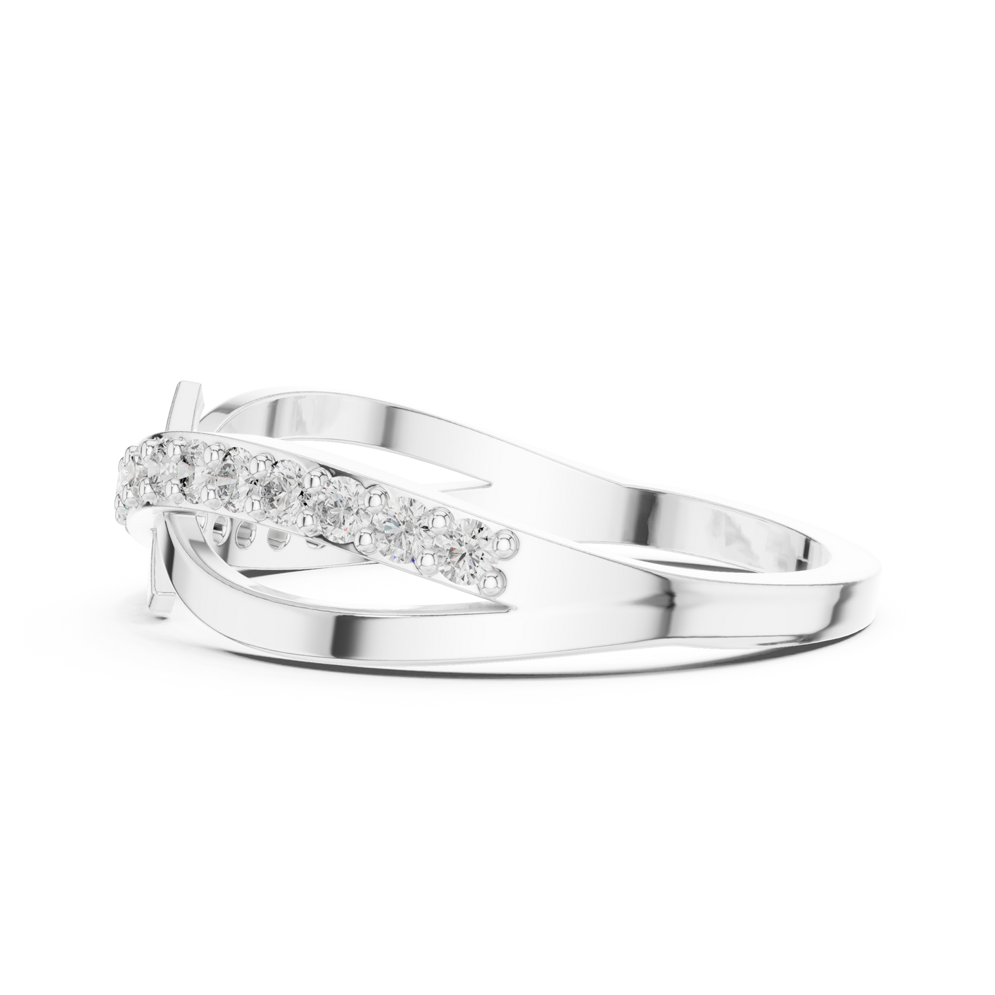 Yellow Gold Diamond Infinity Cross Ring- Round-Cut 0.27CTW