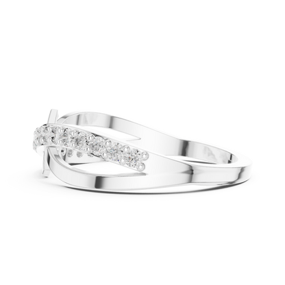 Yellow Gold Diamond Infinity Cross Ring- Round-Cut 0.27CTW