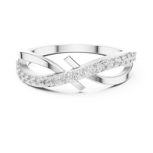 Yellow Gold Diamond Infinity Cross Ring- Round-Cut 0.27CTW