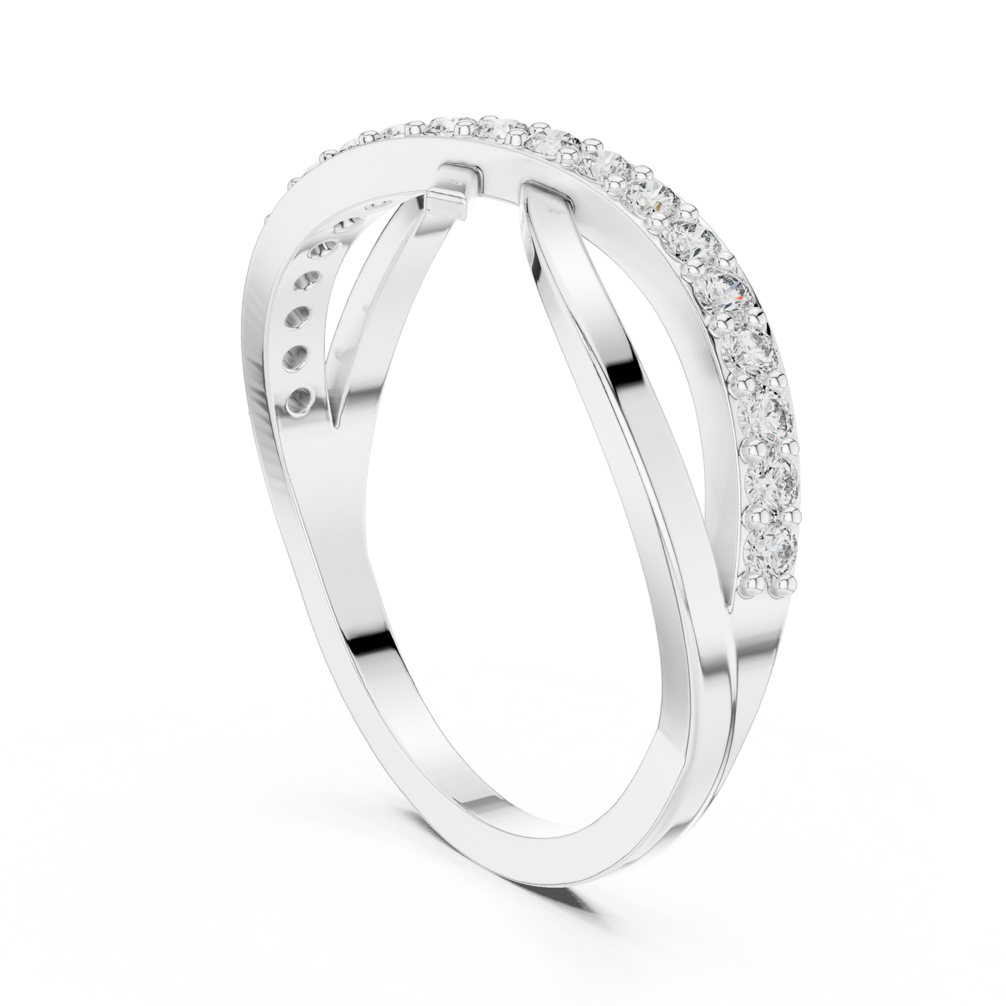 Yellow Gold Diamond Infinity Cross Ring- Round-Cut 0.27CTW