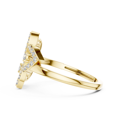 Yellow Gold Diamond Leaf Cluster Ring : 0.26CTW Round brilliant