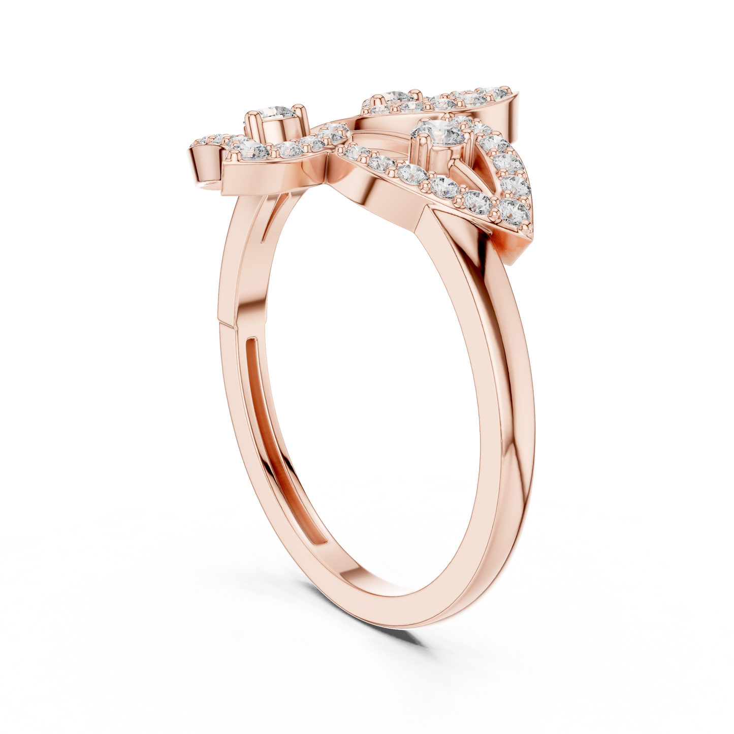Yellow Gold Diamond Leaf Cluster Ring : 0.26CTW Round brilliant
