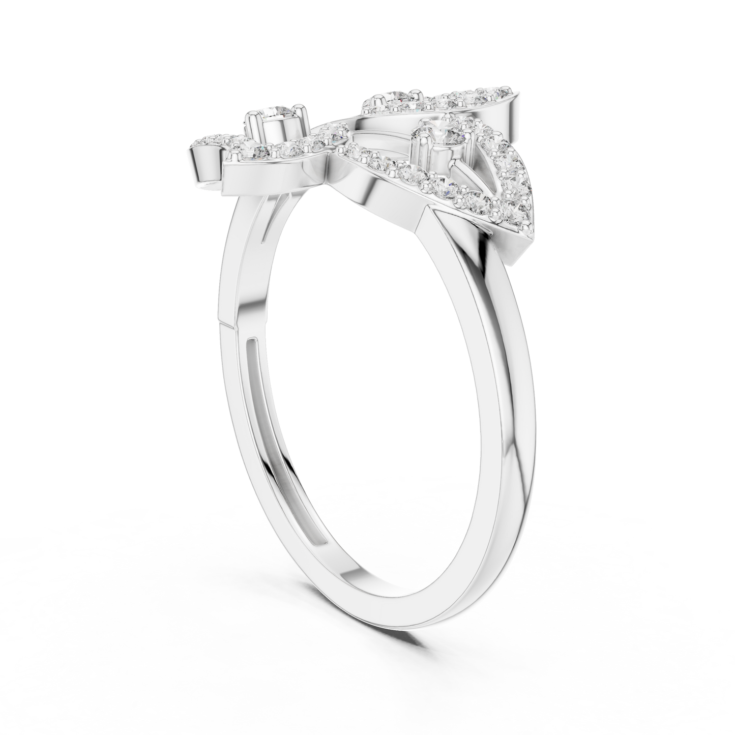 Yellow Gold Diamond Leaf Cluster Ring : 0.26CTW Round brilliant