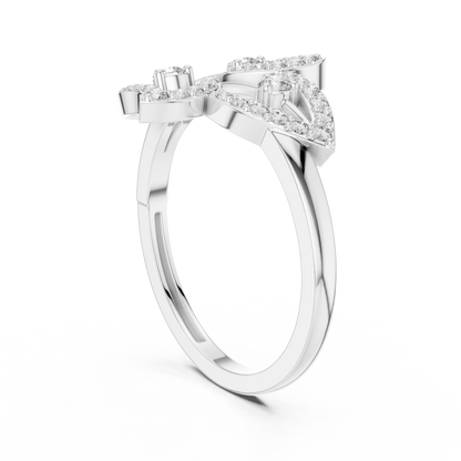 Yellow Gold Diamond Leaf Cluster Ring : 0.26CTW Round brilliant