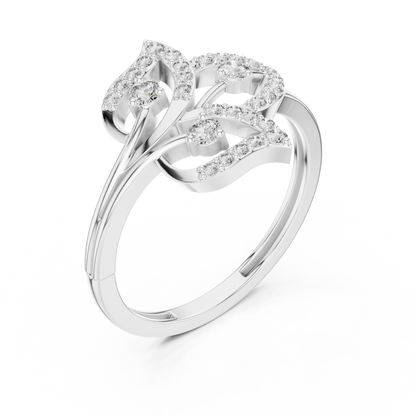 Yellow Gold Diamond Leaf Cluster Ring : 0.26CTW Round brilliant