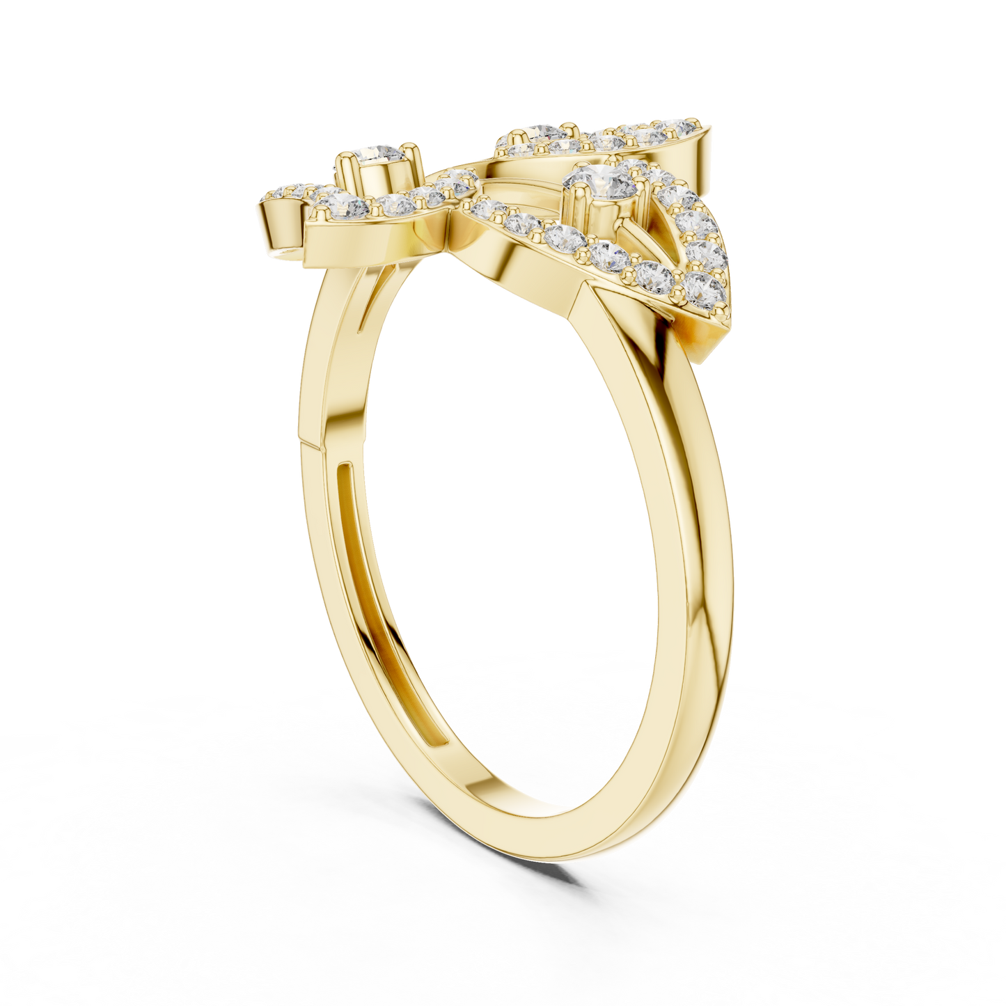 Yellow Gold Diamond Leaf Cluster Ring : 0.26CTW Round brilliant