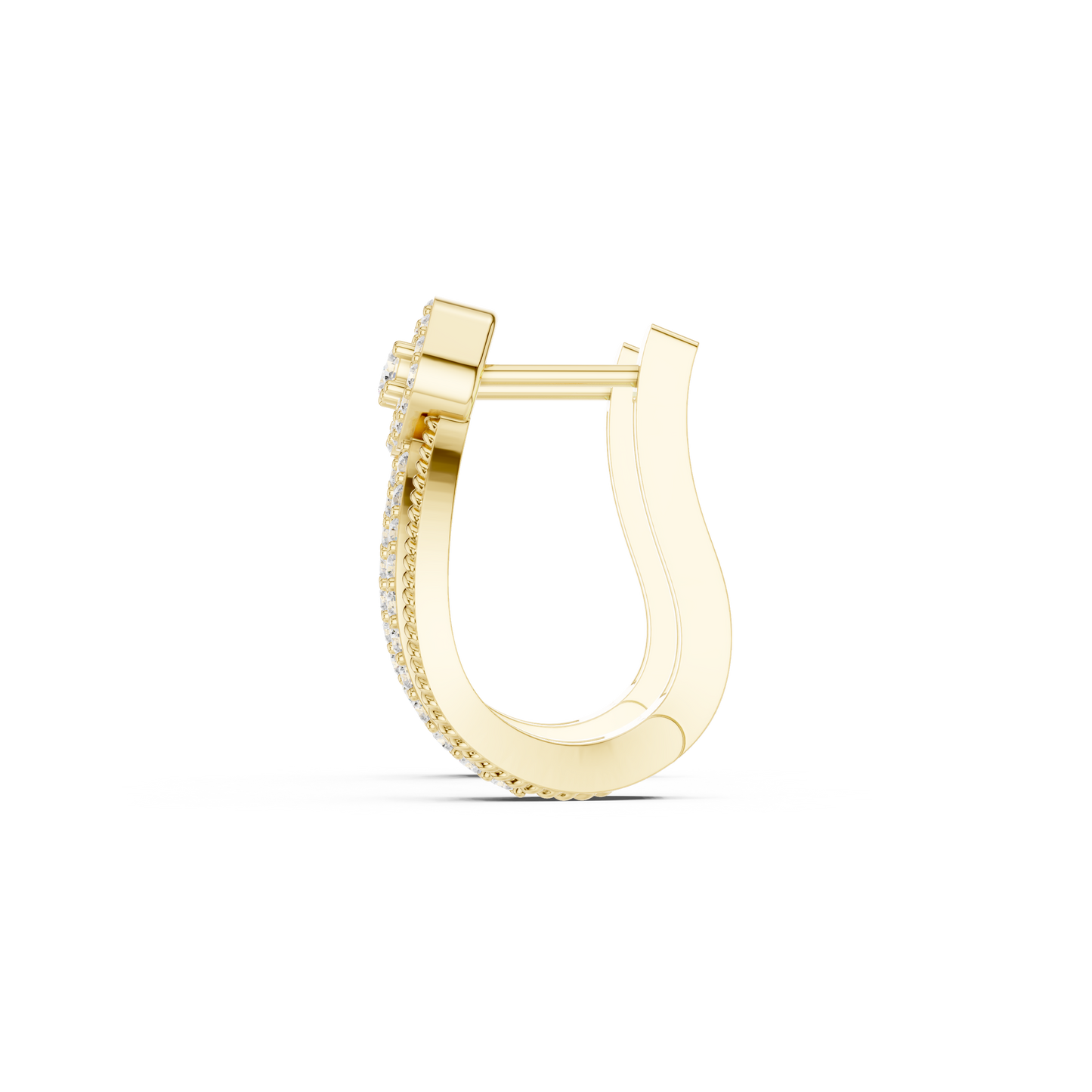 0.46CTW Diamond Halo Square & Multi-Band Rope J-Hoop Earrings in Yellow Gold