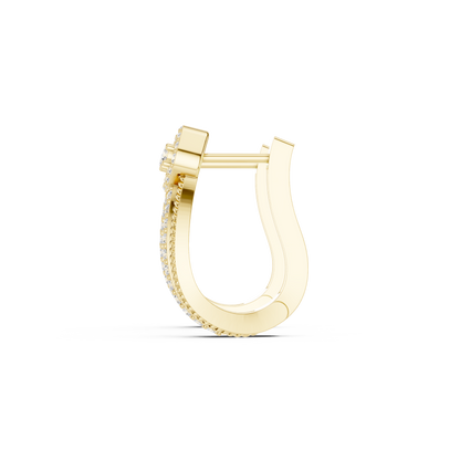 0.46CTW Diamond Halo Square & Multi-Band Rope J-Hoop Earrings in Yellow Gold