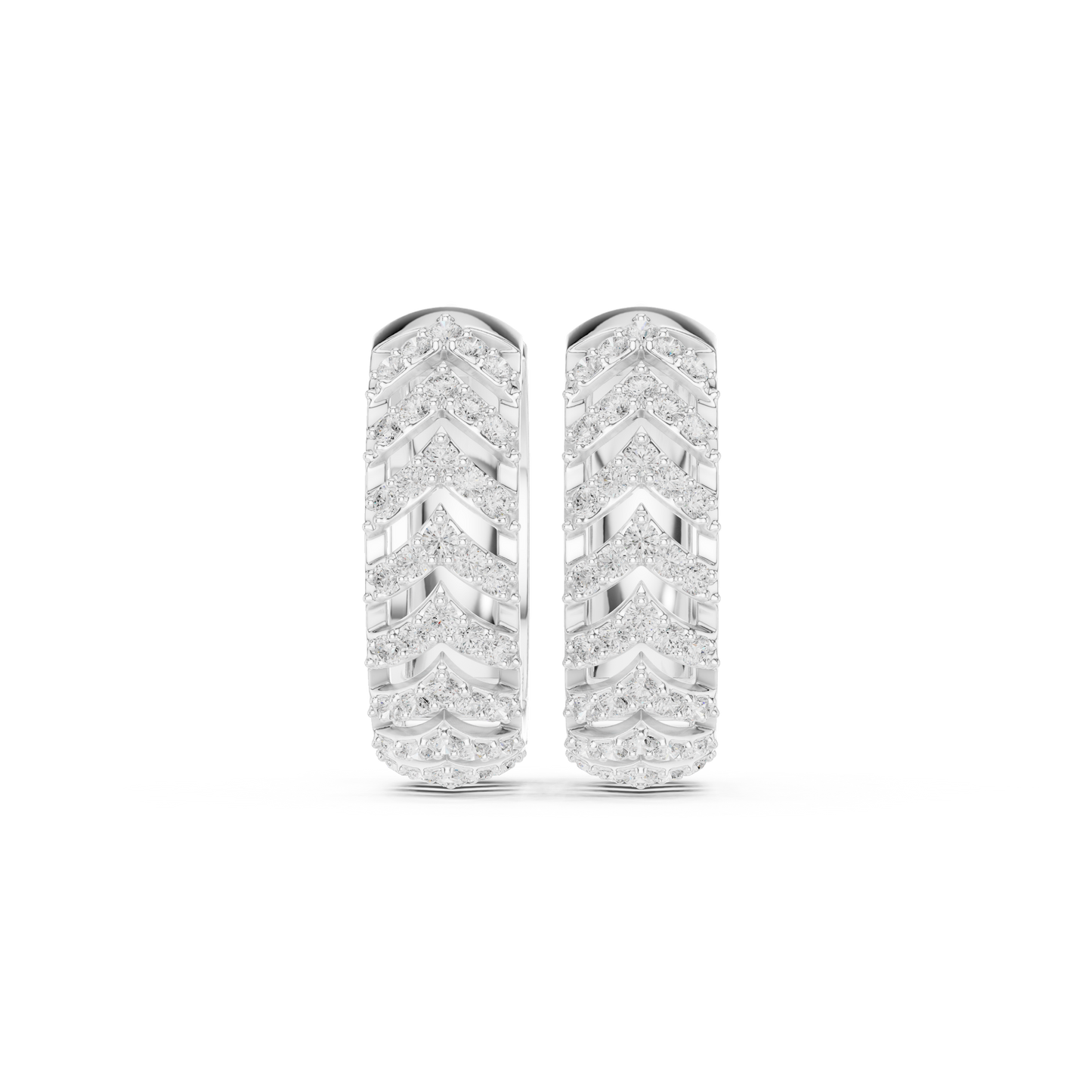 0.47CTW Yellow Gold Pavé Diamond V-Shape Texturized Hoops Earrings