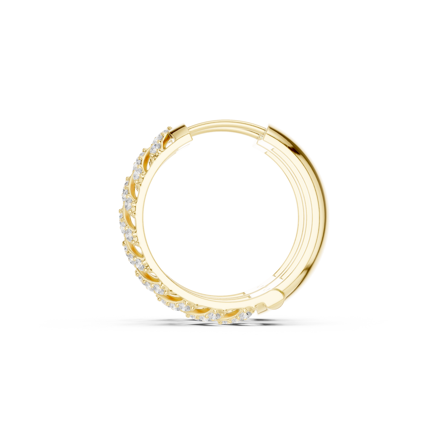 0.47CTW Yellow Gold Pavé Diamond V-Shape Texturized Hoops Earrings