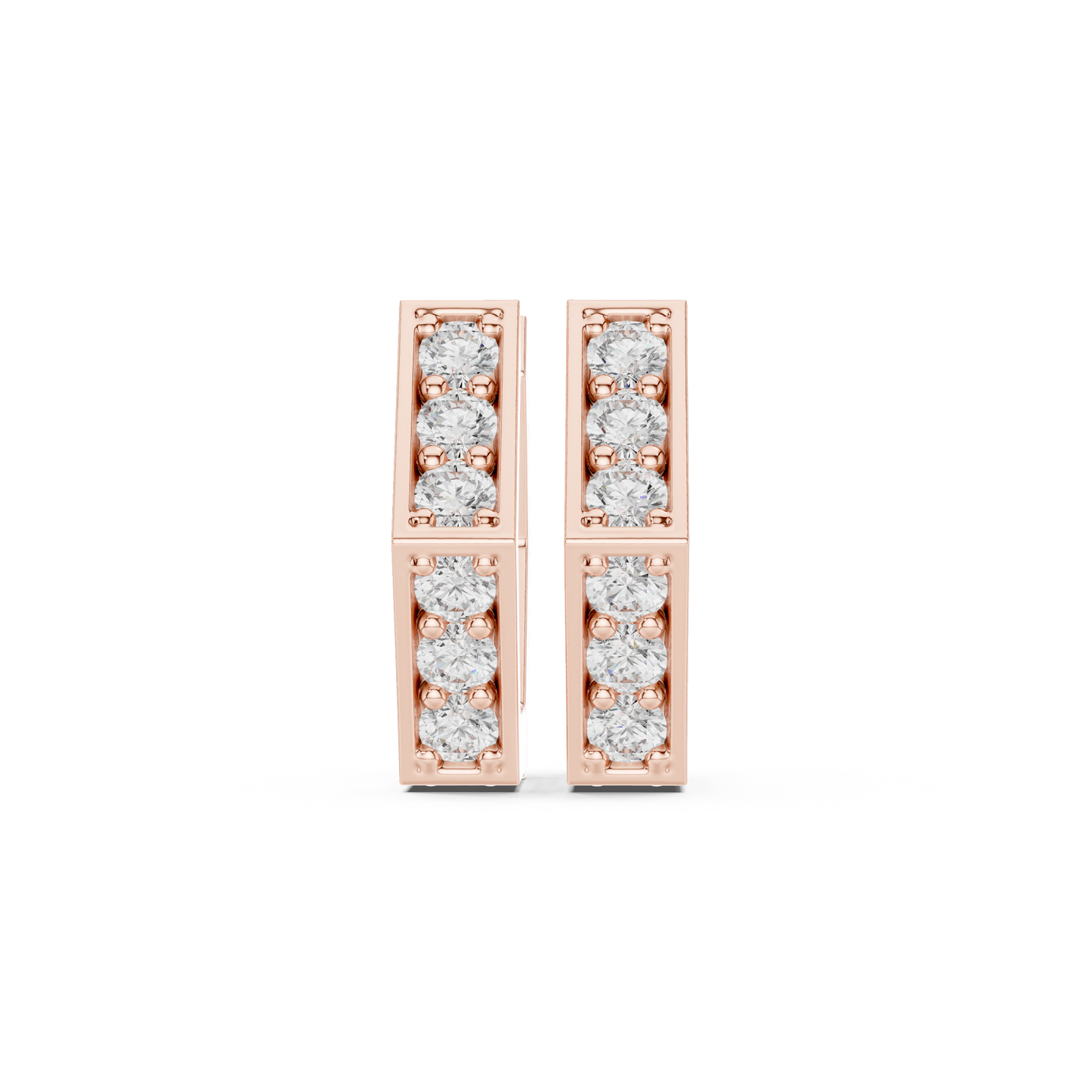 0.32CTW Yellow Gold Angular Hoops | Prong-Set Round Diamond Geometric Huggies
