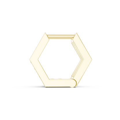 0.32CTW Yellow Gold Angular Hoops | Prong-Set Round Diamond Geometric Huggies