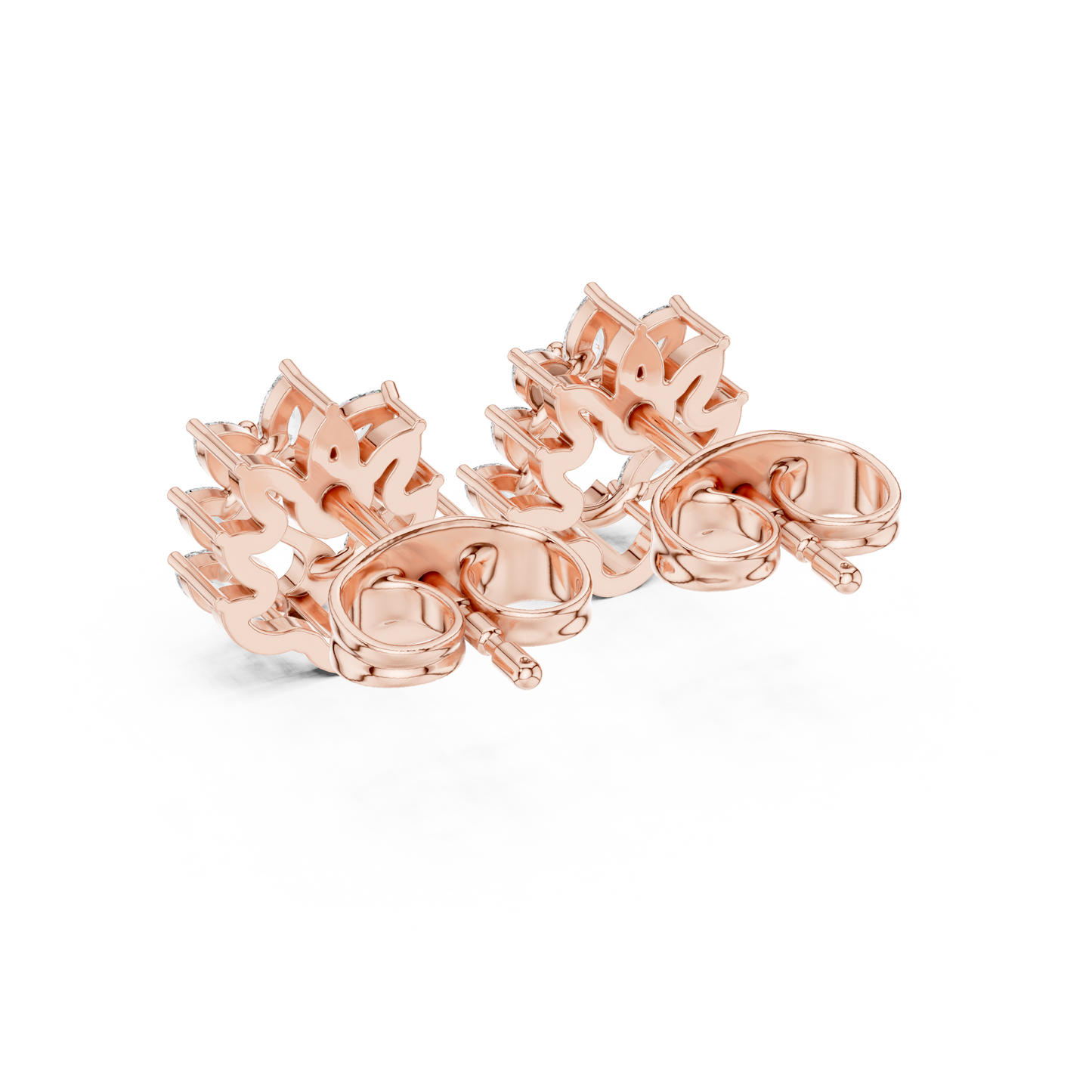 Elegant Gold Plated Peacock Stud Earrings : 0.31CTW Marquise Diamonds