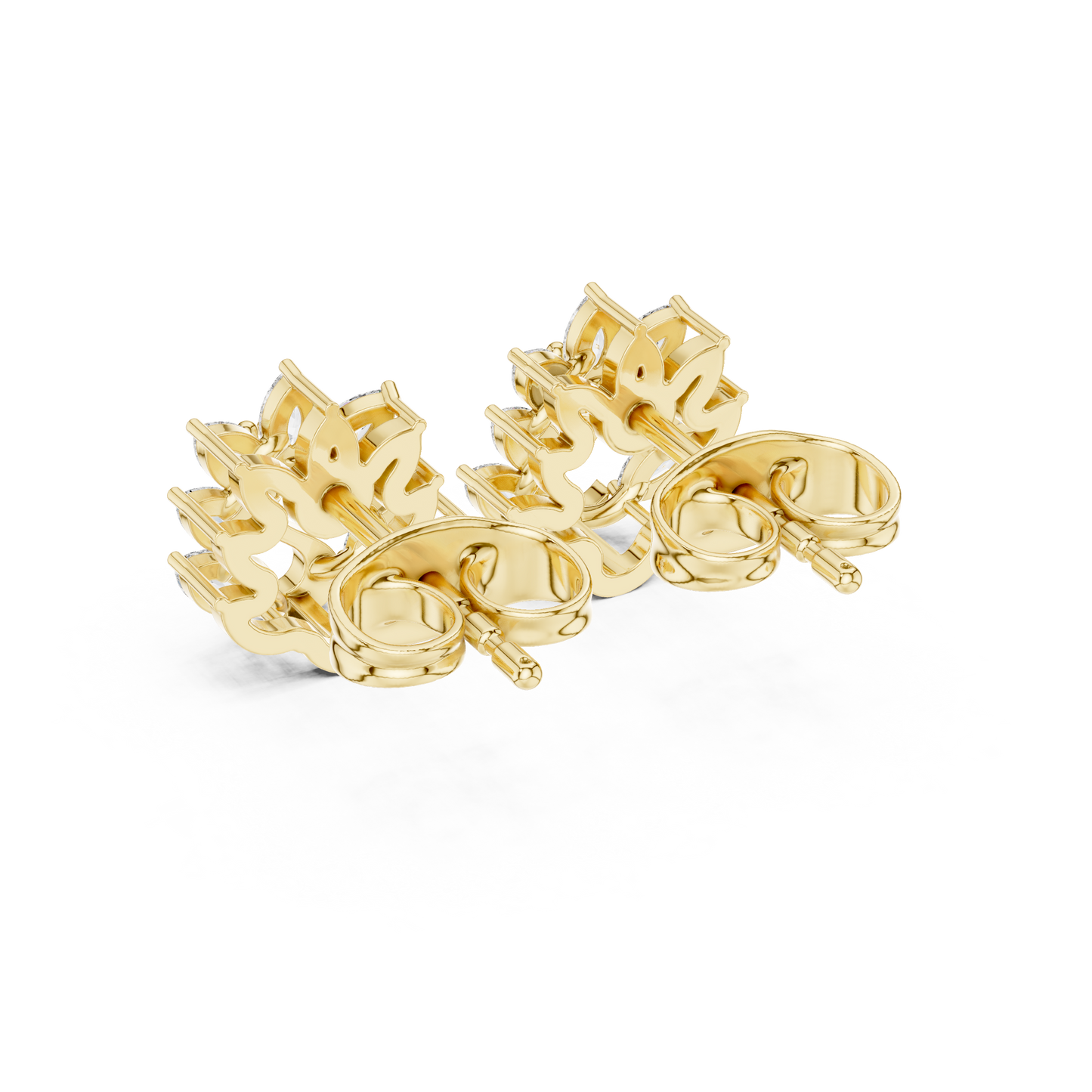 Elegant Gold Plated Peacock Stud Earrings : 0.31CTW Marquise Diamonds