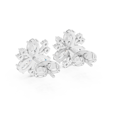1.16ctw Round & Marquise Diamond Flower Cluster Stud Earrings in Yellow Gold