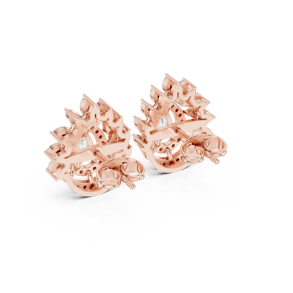 1.01ctw Pear Diamond Double Halo Stud Earrings with Marquise Tiara Cluster in Yellow Gold