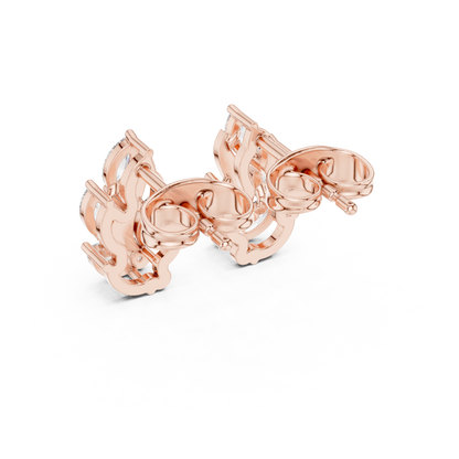 0.45ctw Marquise Diamond Wave Cluster Earrings in Yellow Gold | Abstract Leaf Studs