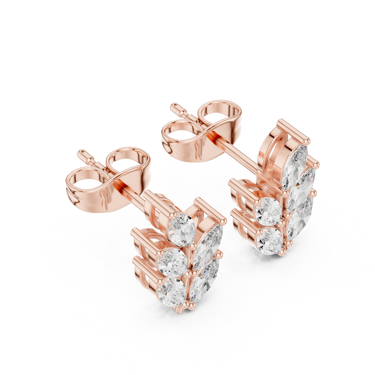 0.56ctw Marquise Diamond Olive Branch Leaf Stud Earrings in White Gold