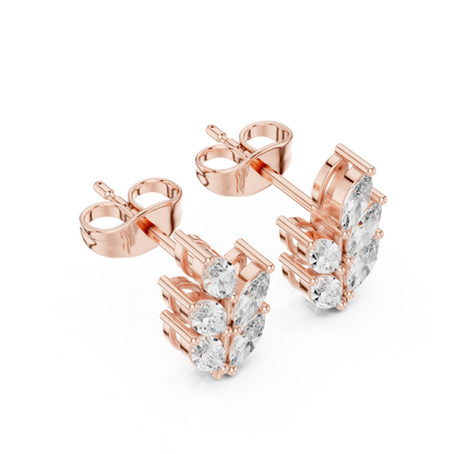 0.56ctw Marquise Diamond Olive Branch Leaf Stud Earrings in White Gold