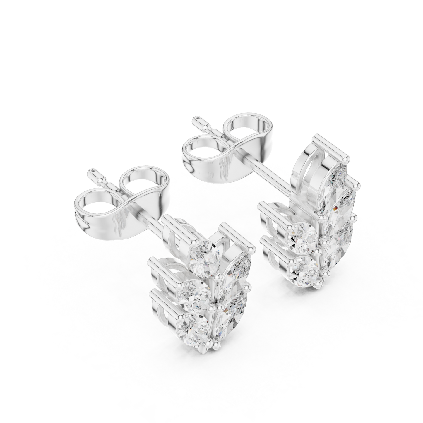 0.56ctw Marquise Diamond Olive Branch Leaf Stud Earrings in White Gold