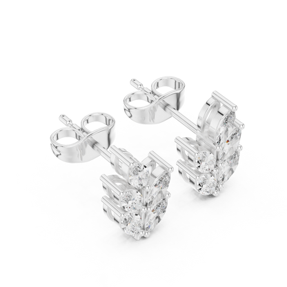 0.56ctw Marquise Diamond Olive Branch Leaf Stud Earrings in White Gold