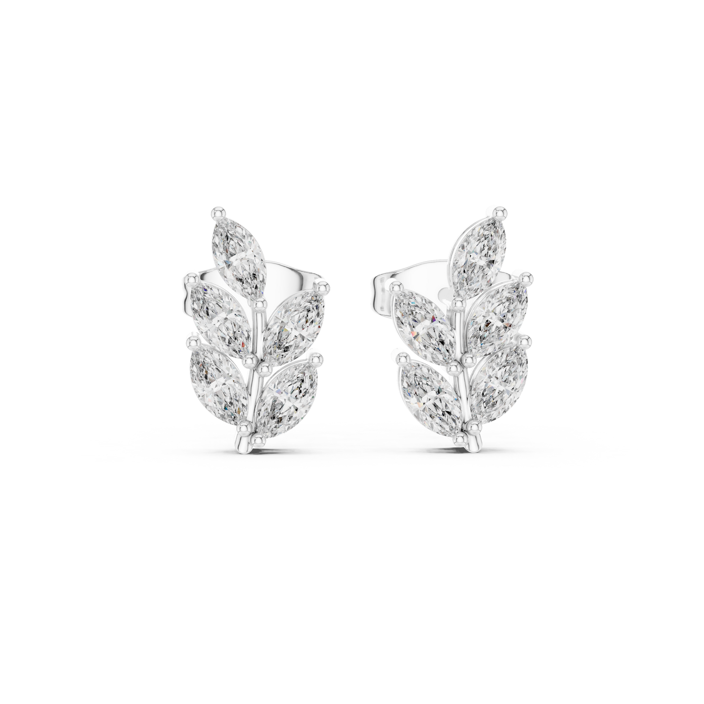 0.56ctw Marquise Diamond Olive Branch Leaf Stud Earrings in White Gold