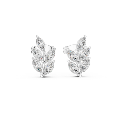 0.56ctw Marquise Diamond Olive Branch Leaf Stud Earrings in White Gold