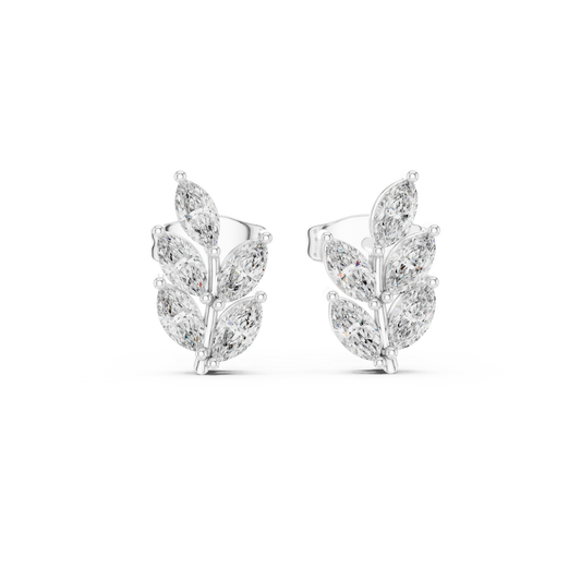 0.56ctw Marquise Diamond Olive Branch Leaf Stud Earrings in White Gold