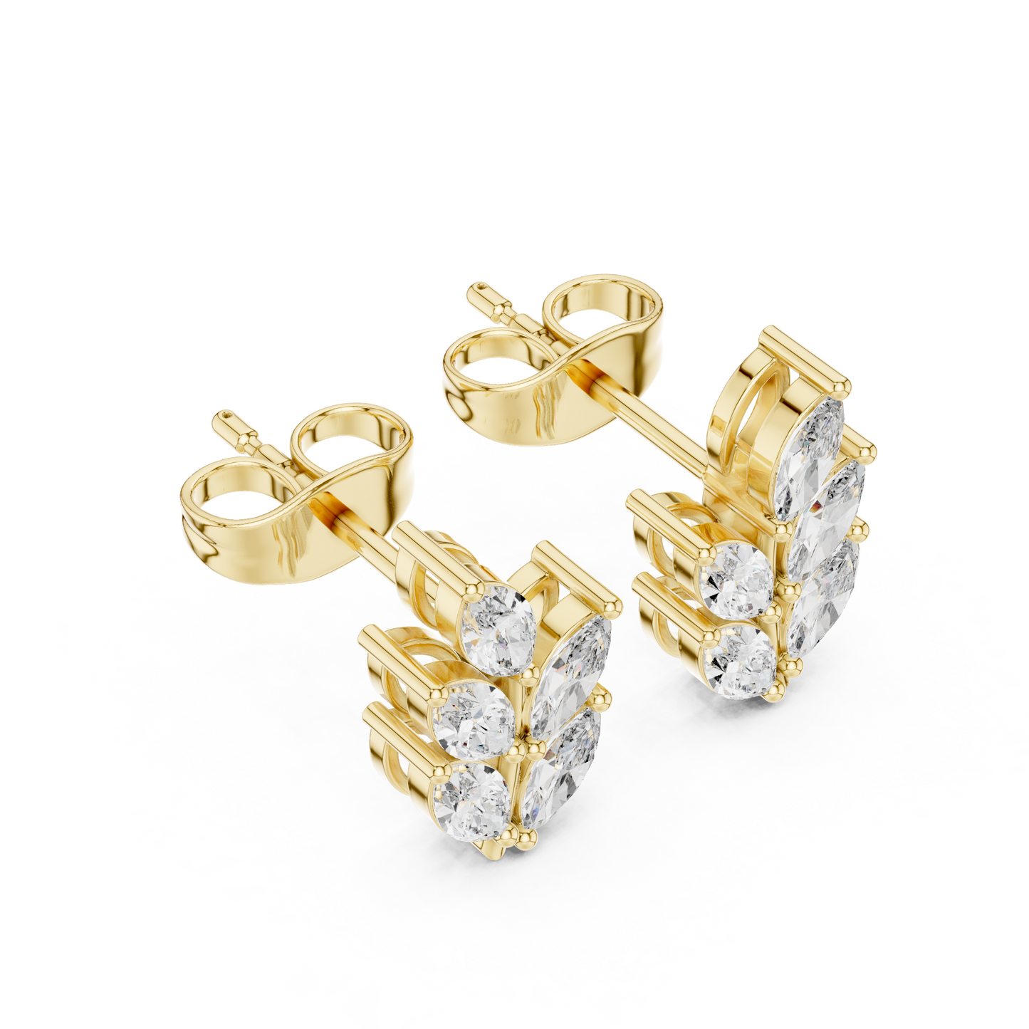 0.56ctw Marquise Diamond Olive Branch Leaf Stud Earrings in White Gold