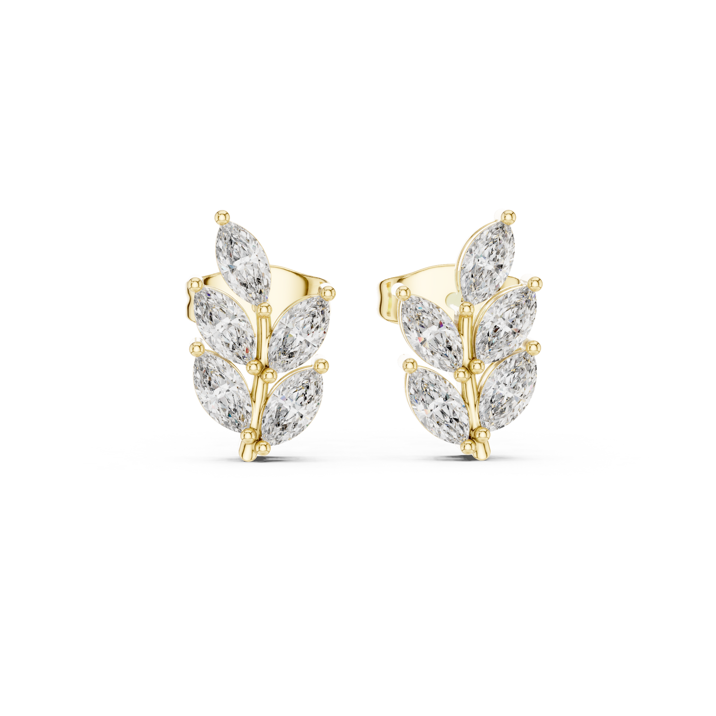 0.56ctw Marquise Diamond Olive Branch Leaf Stud Earrings in White Gold