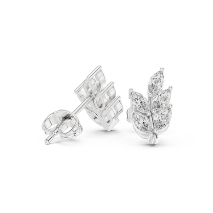 0.56ctw Marquise Diamond Olive Branch Leaf Stud Earrings in White Gold