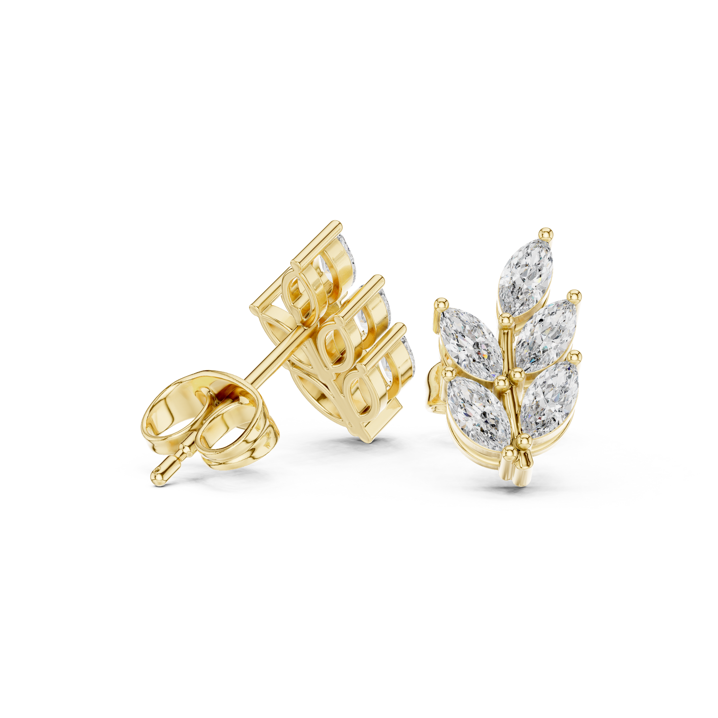 0.56ctw Marquise Diamond Olive Branch Leaf Stud Earrings in White Gold