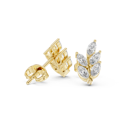 0.56ctw Marquise Diamond Olive Branch Leaf Stud Earrings in White Gold