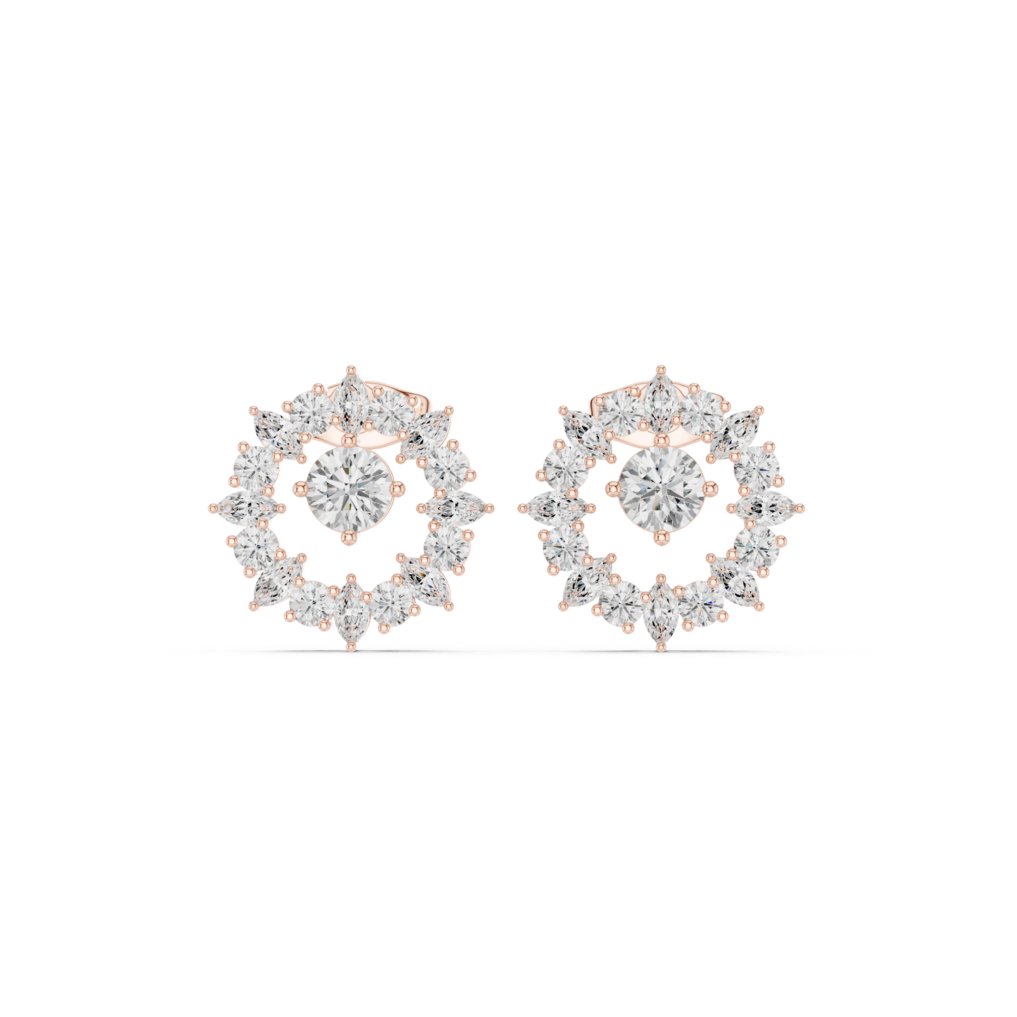 1.53ctw Floating Diamond Solitaire Open Circle Halo Stud Earrings in White Gold