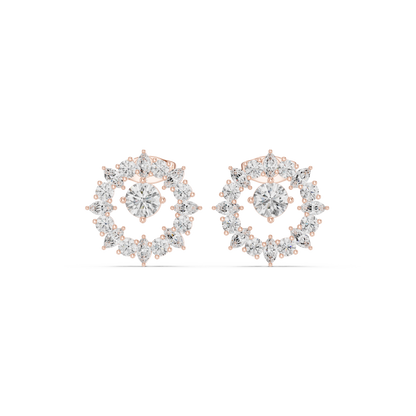 1.53ctw Floating Diamond Solitaire Open Circle Halo Stud Earrings in White Gold