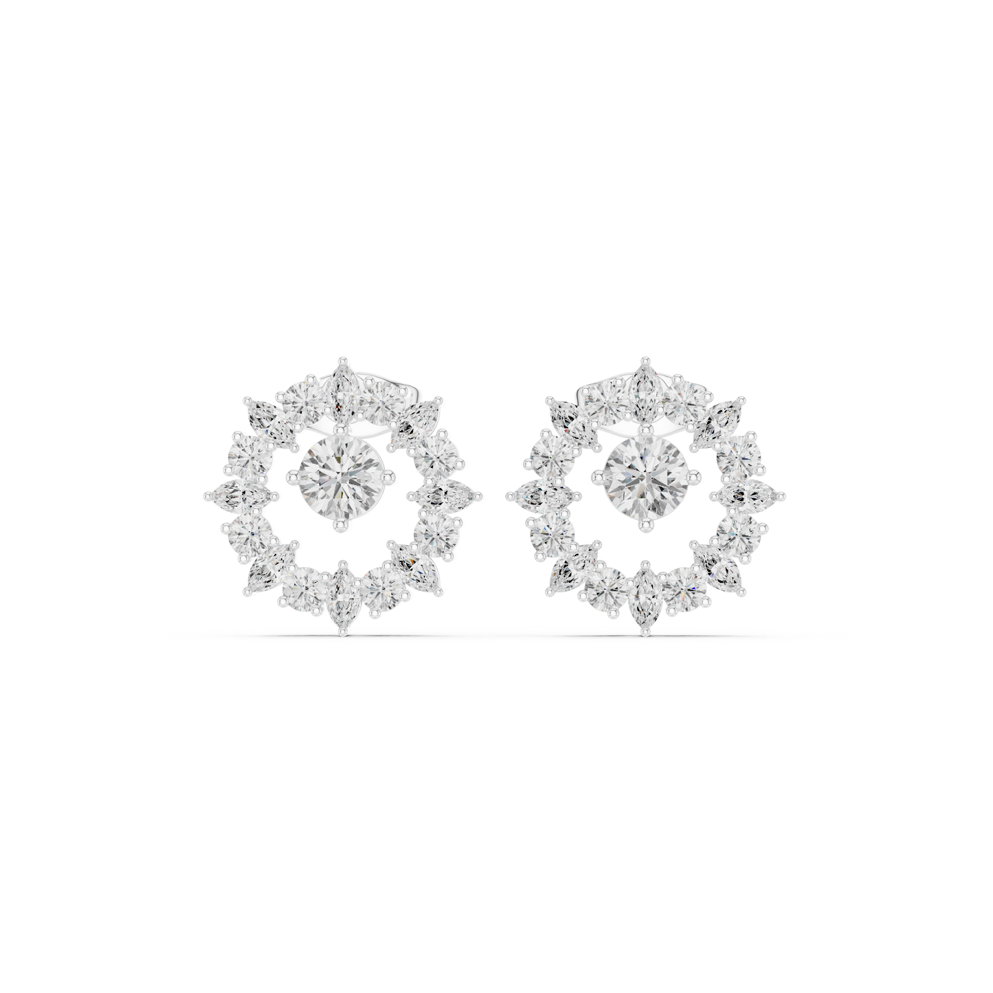 1.53ctw Floating Diamond Solitaire Open Circle Halo Stud Earrings in White Gold
