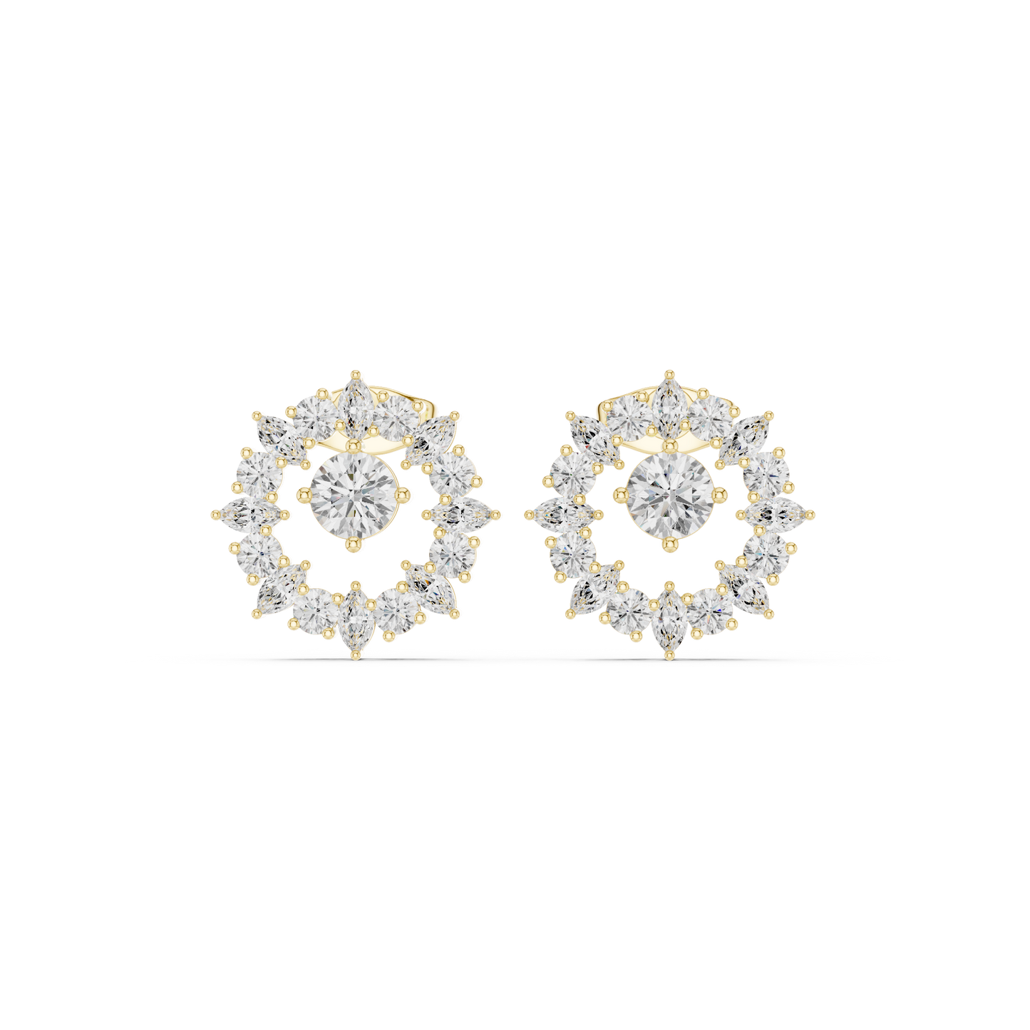 1.53ctw Floating Diamond Solitaire Open Circle Halo Stud Earrings in White Gold