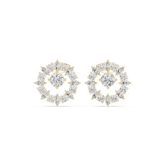 1.53ctw Floating Diamond Solitaire Open Circle Halo Stud Earrings in White Gold