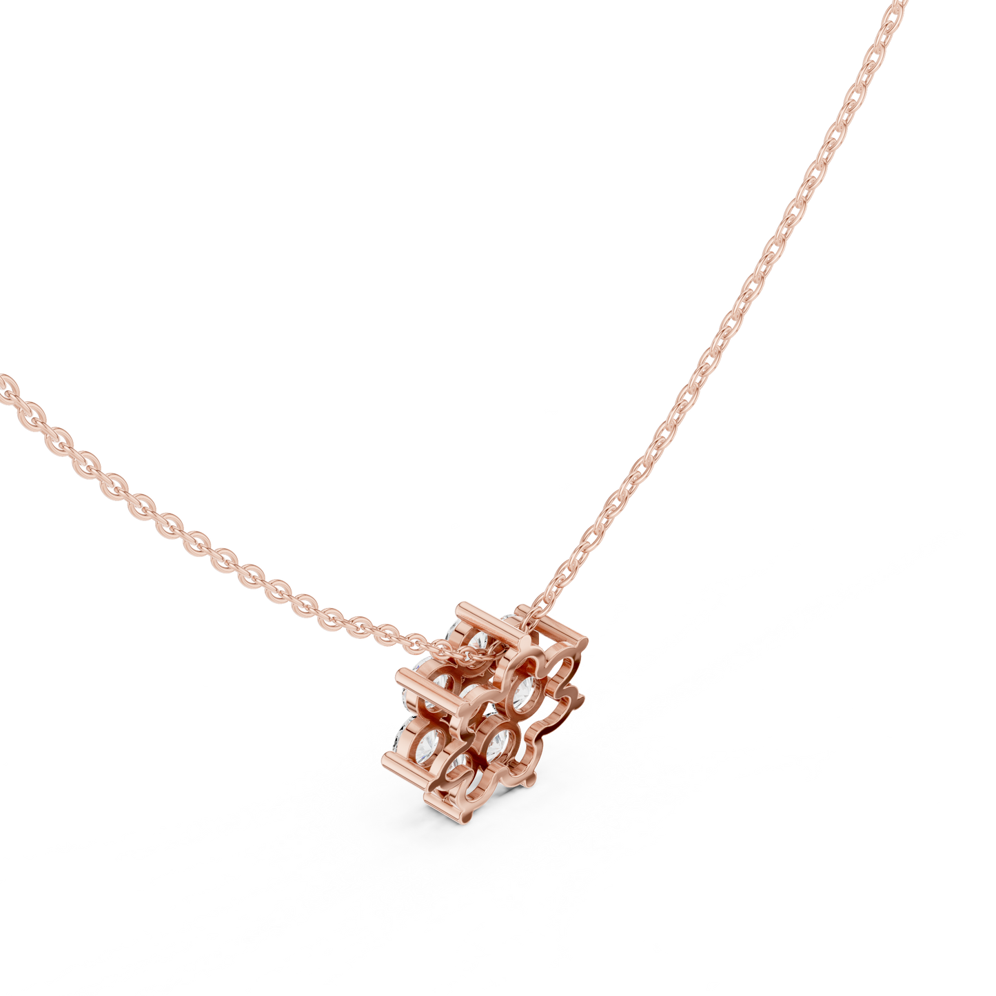 1.32ctw Solid Gold Round Cut Diamond Flower Cluster Pendant