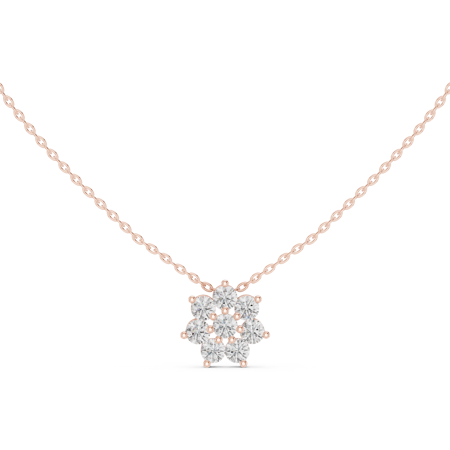 1.32ctw Solid Gold Round Cut Diamond Flower Cluster Pendant