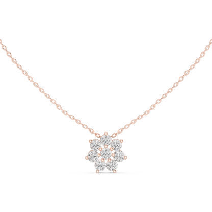 1.32ctw Solid Gold Round Cut Diamond Flower Cluster Pendant