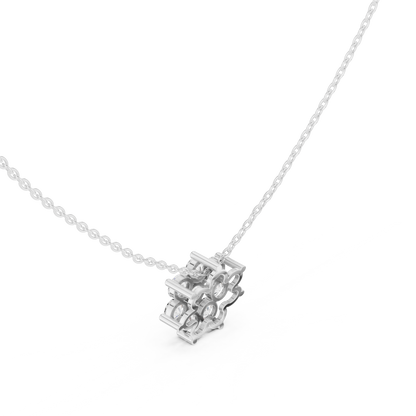 1.32ctw Solid Gold Round Cut Diamond Flower Cluster Pendant