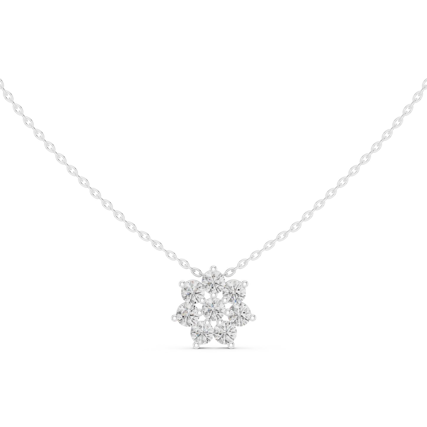 1.32ctw Solid Gold Round Cut Diamond Flower Cluster Pendant