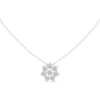 1.32ctw Solid Gold Round Cut Diamond Flower Cluster Pendant