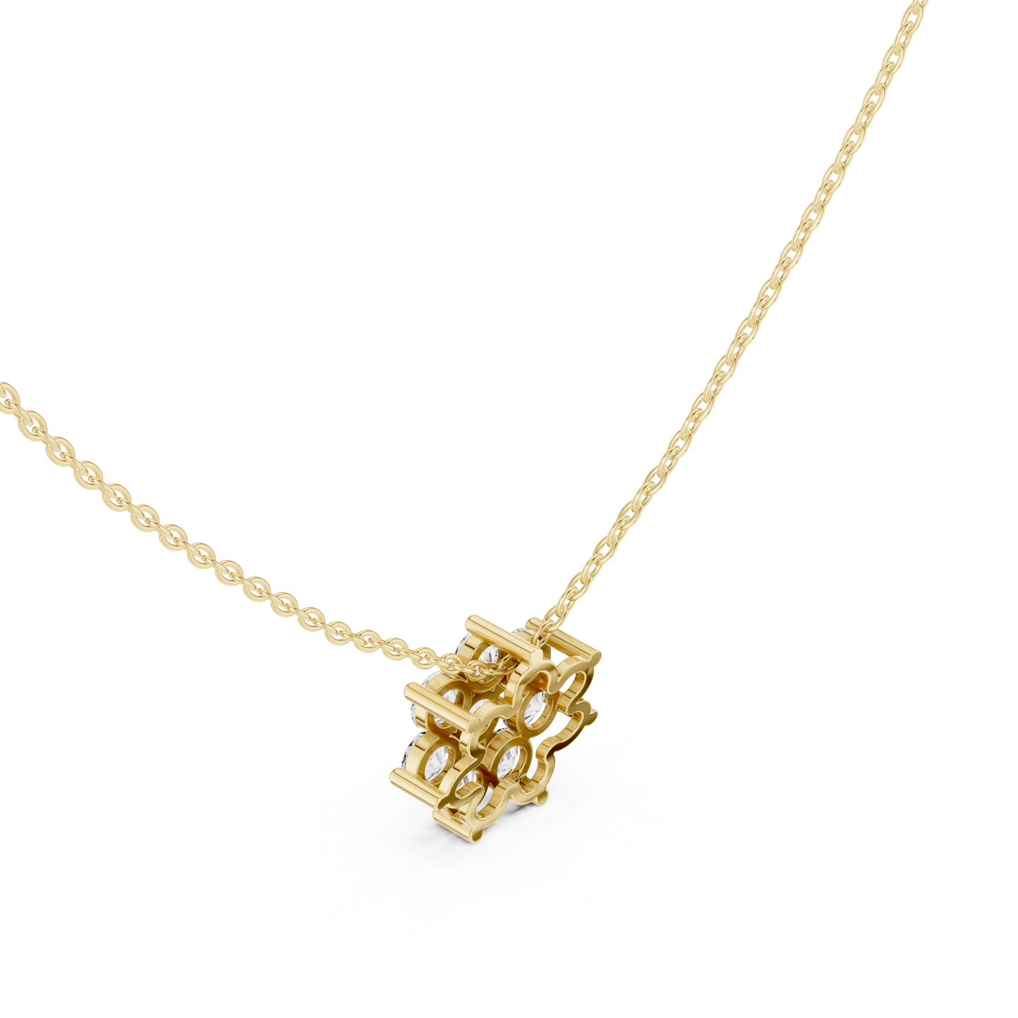 1.32ctw Solid Gold Round Cut Diamond Flower Cluster Pendant