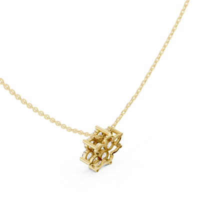 1.32ctw Solid Gold Round Cut Diamond Flower Cluster Pendant