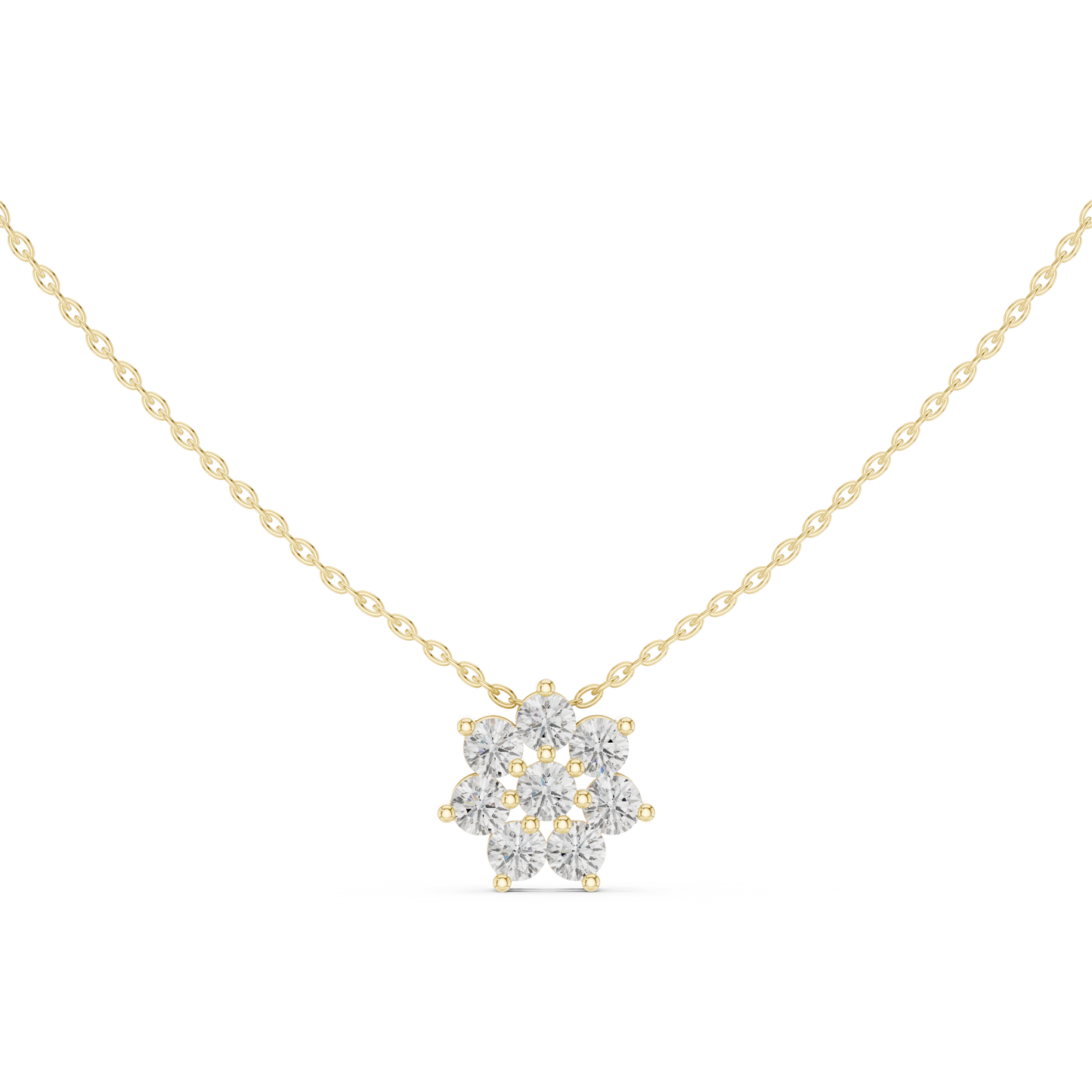 1.32ctw Solid Gold Round Cut Diamond Flower Cluster Pendant